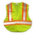 Break Away Mesh Safety Vest - Lime Green/Orange Trim